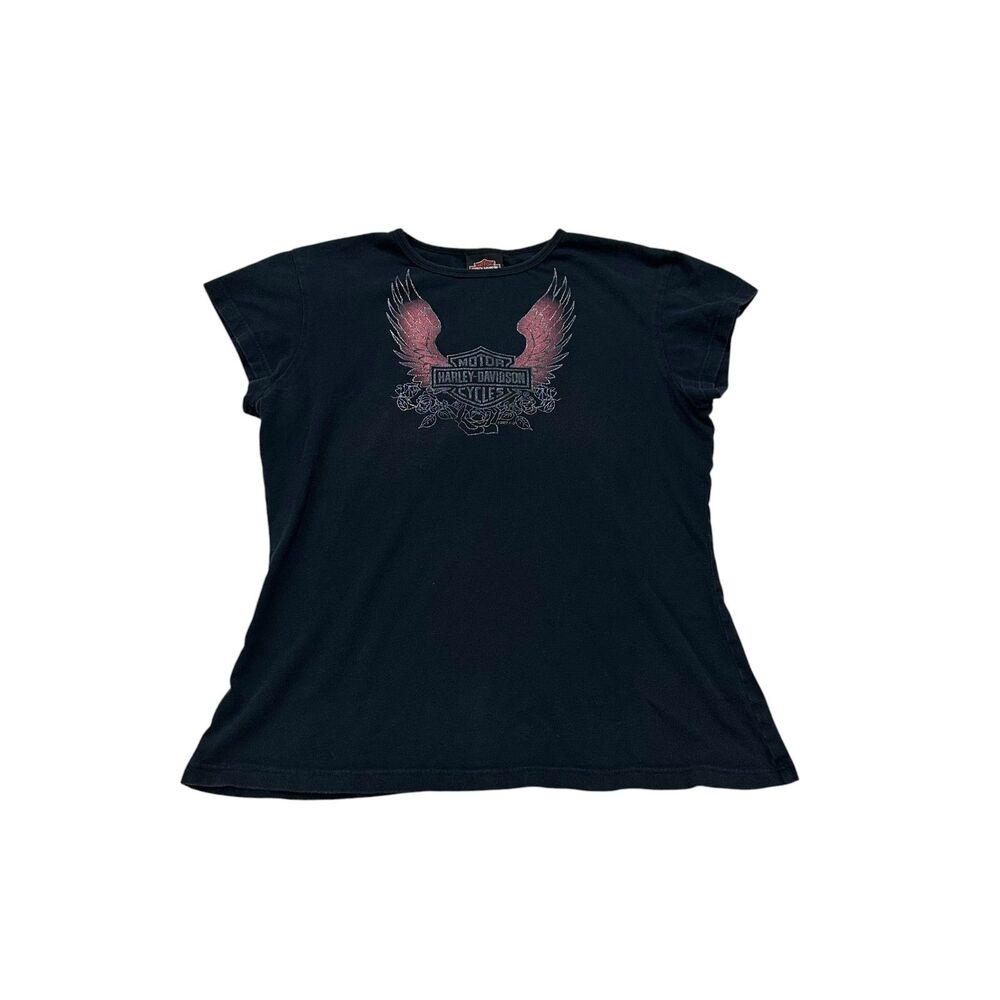 Vintage Y2K Harley-Davidson Angel Wings Baby Tee Size L/XL